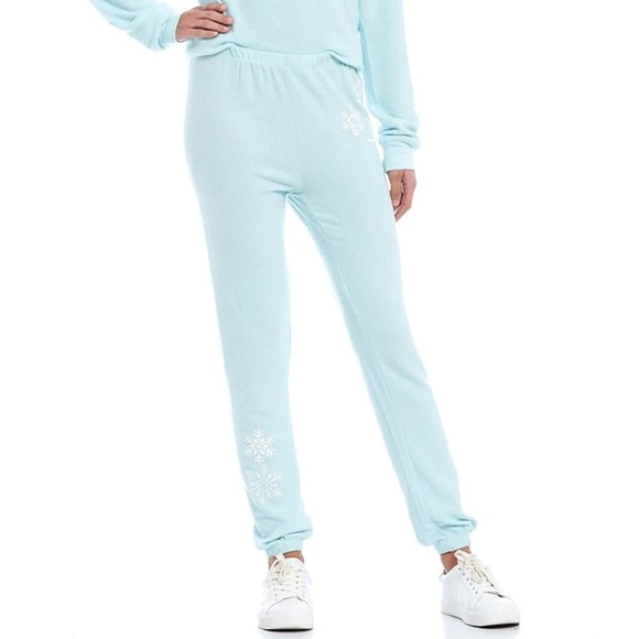 NWT Wildfox Ankle Length Straight Leg Pull-On Snowflake Joggers Sz. XL - Picture 1 of 3